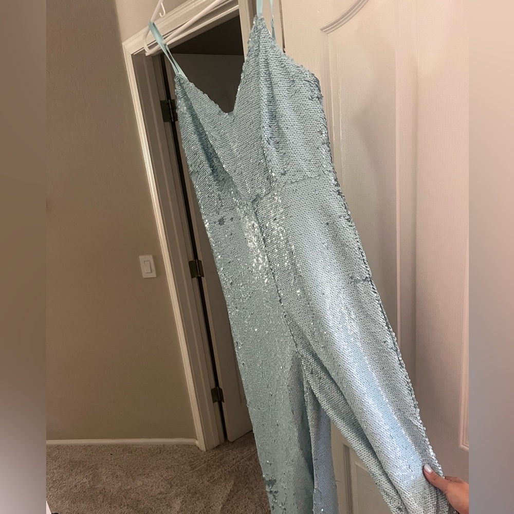 Francesca's Sparkly Mint Jumpsuit